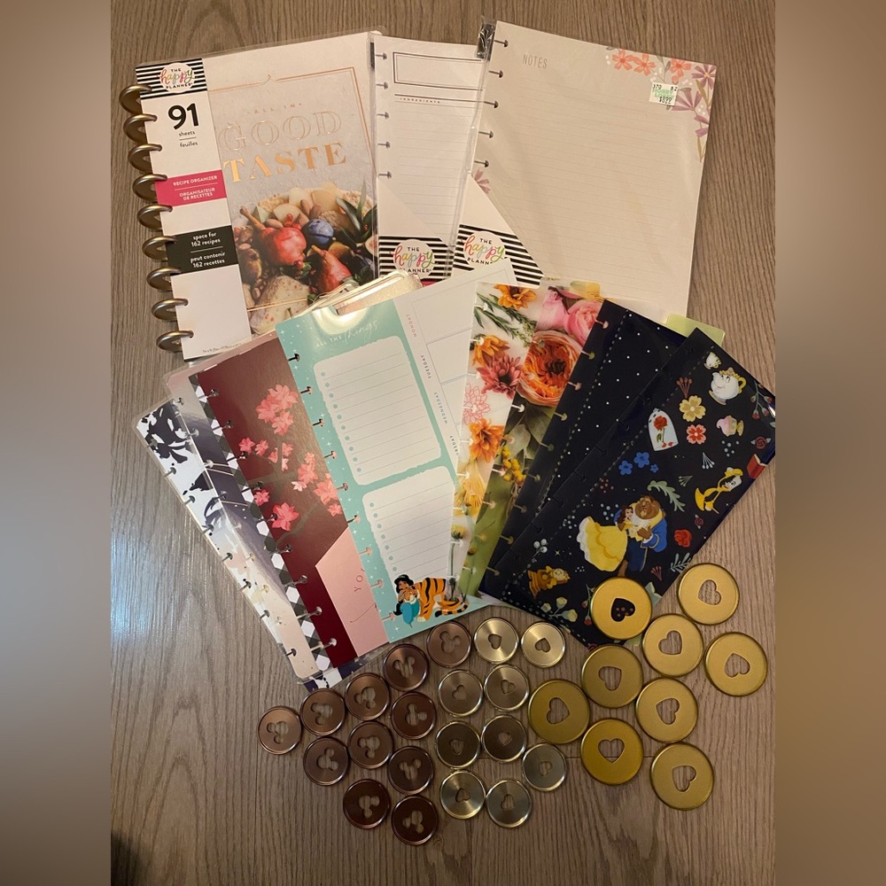 Happy planner recipe, Disney envelopes, discs, misc bundle lot